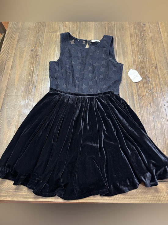 Altar'd State Dresses & Skirts - Altar'd State Black Velvet Skater Dress with Textured Bodice Size Large